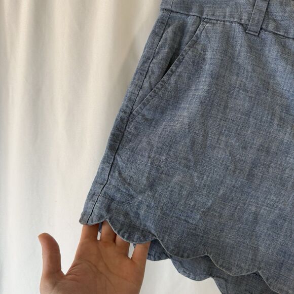 J. Crew Shorts Women's 12 Blue Flat Front Slit Pockets 4" Inseam 100% Cotton - Picture 2 of 8